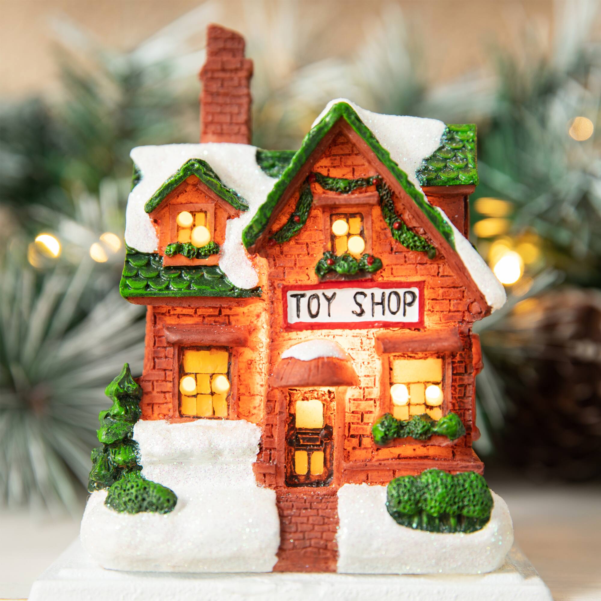Glitzhome® 6" Lighted House Stocking Holder Set